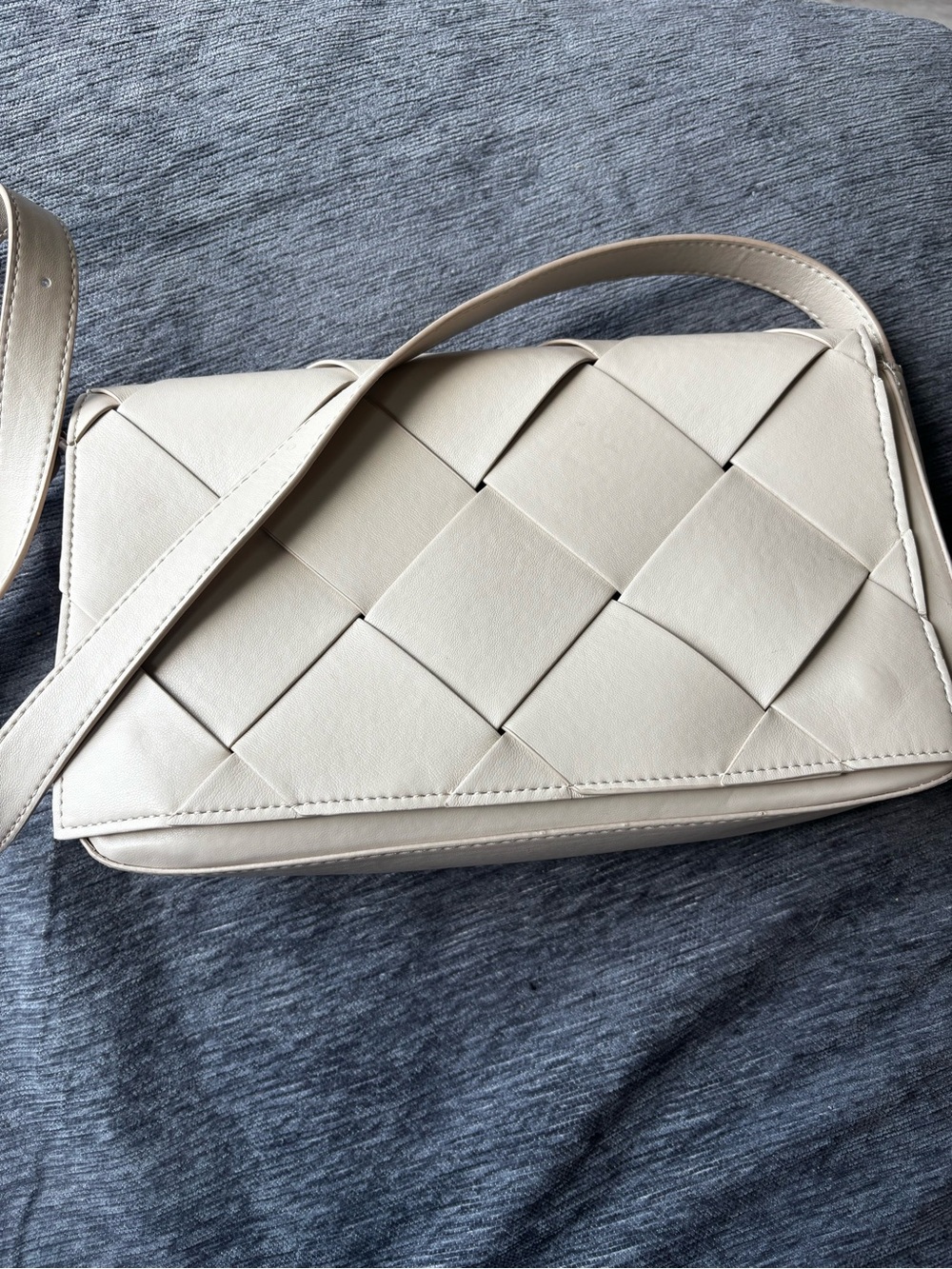 Rachel Zoe Woven Bag in Cream Leather
